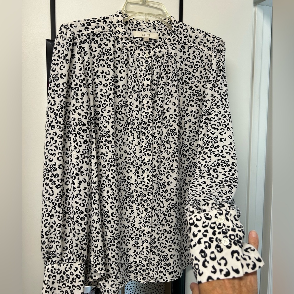 Loft Leopard Buttondown Blouse